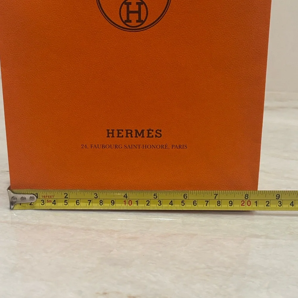 Authentic Hermès Scarf Box + Small Shopping Bag & Ribbon – Luxury Duo Set